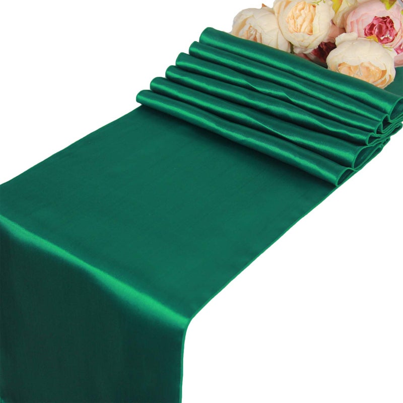 WELMATCH Hunter Green Satin Table Runners - 5 pcs Wedding Banquet Party Event Decoration Table Runners (Hunter Green, 5) - Image 1